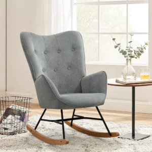 Mecedora Moderna Sillón Silla Comedor Tapizado Tela Color de la estructura de la silla Beige Color del asiento Gris oscuro