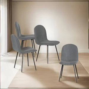 Set De 4 Sillas Para Comedor Mubson Sillas Estilo Eames Estructura de la silla Negro Asiento Gris